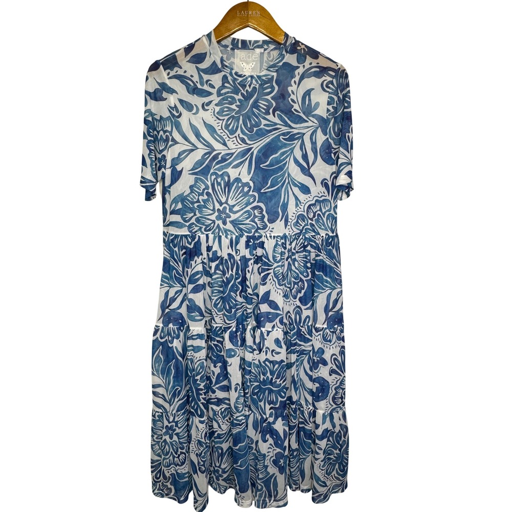 Jade by Johnny Was Bethany Mesh Tiered Midi Dress Large‎ - NO SLIP
